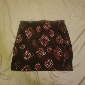 Patterned Black Mini Skirt